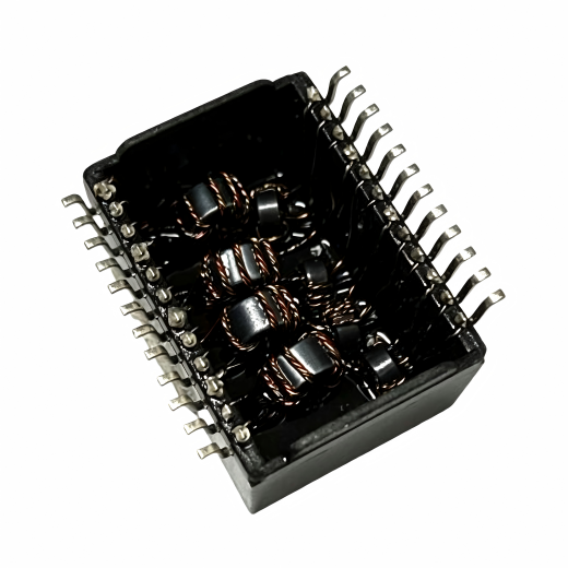 Surface mounted micro magnetic core network chip transformer